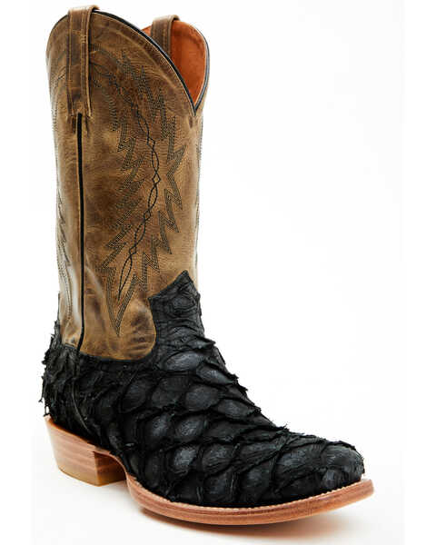 Cody James Men's Vaqueras Exotic Pirarucu Western Boots - Square Toe , Black, hi-res