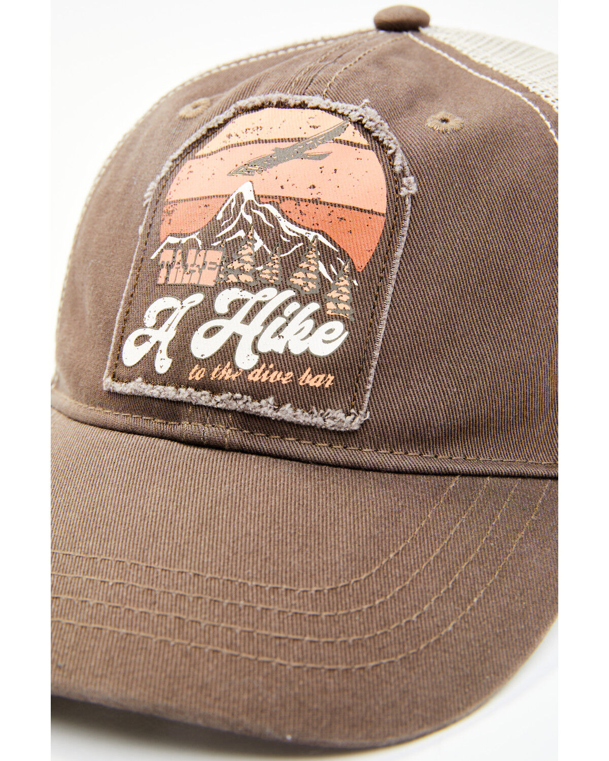 Image #2 - Shyanne Women's Take A Hike Embroidered Patch Mesh-Back Ball Cap, Dark Brown, hi-res