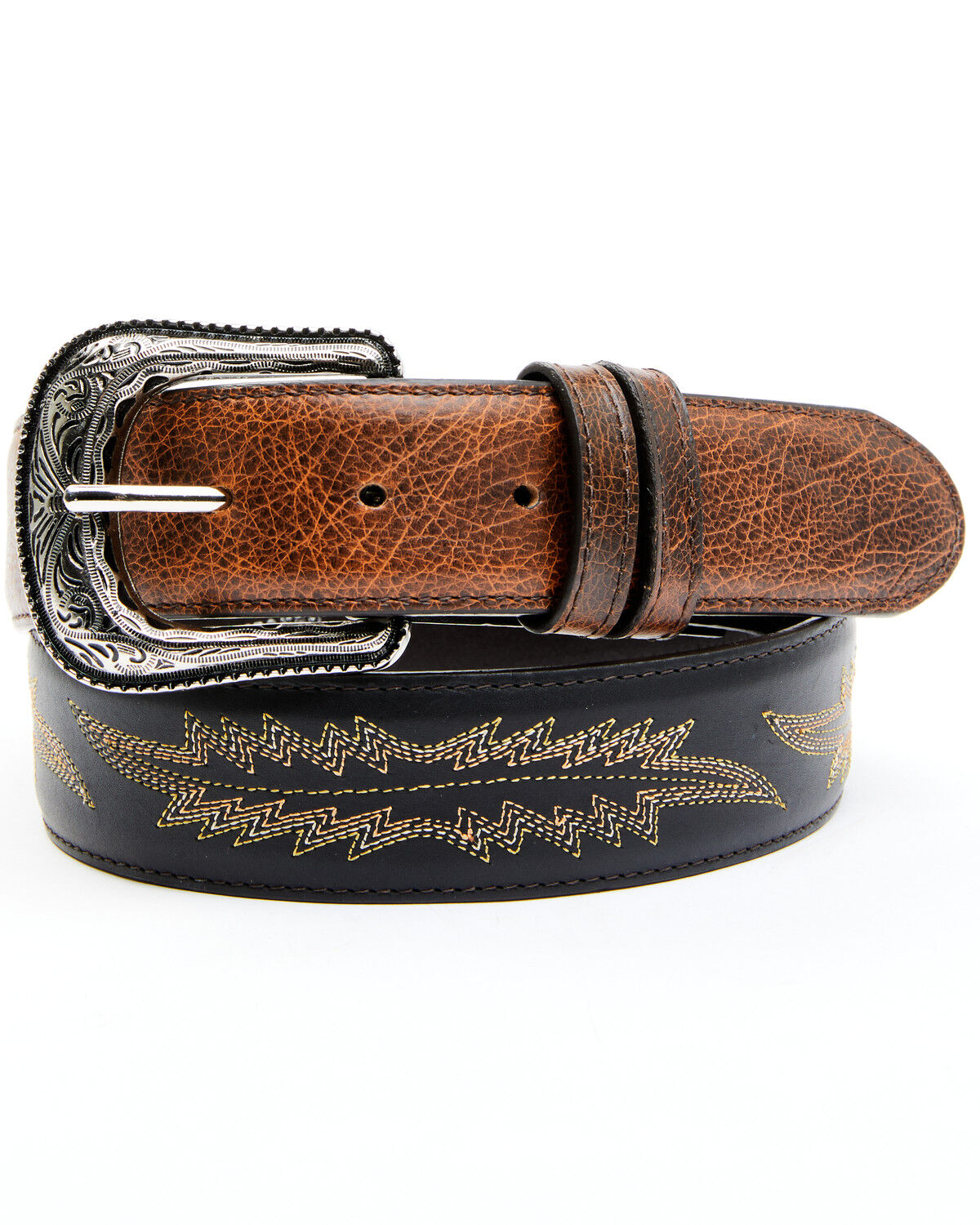 Image #1 - Cody James Men's Two-Tone Brown Buck Western Belt, Black/brown, hi-res