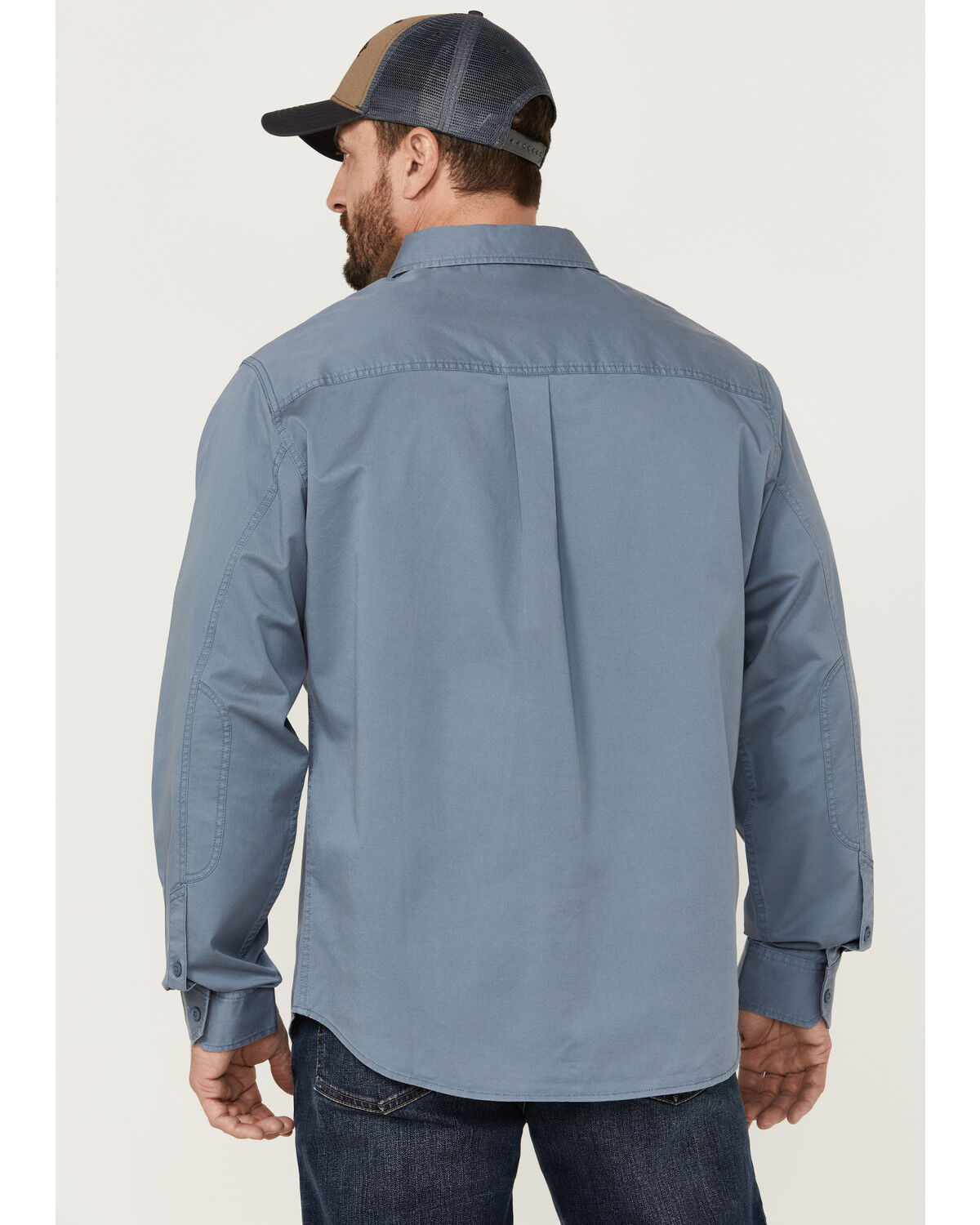 Image #5 - Brothers and Sons Men's Weathered Twill Solid Long Sleeve Button-Down Western Shirt, Indigo, hi-res