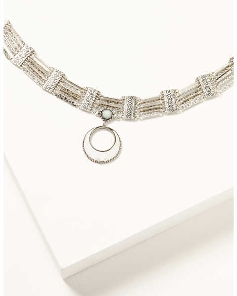 Shyanne Women's Luna Bella Crescent Choker Necklace , Silver, hi-res