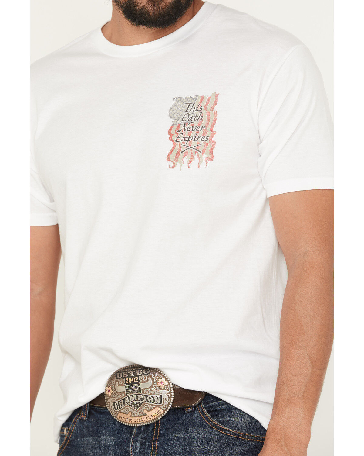 Image #3 - Howitzer Men's Never Americana Short Sleeve Graphic T-Shirt, White, hi-res
