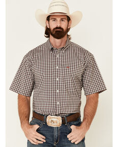 Cinch Men's Arena Flex Small Plaid Short Sleeve Western Shirt , Cream, hi-res