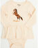 Image #1 - Wrangler Infant Girls' Horse Long Sleeve Snap Onesie, Pink, hi-res