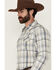 Image #2 - Cody James Men's Western Wind Plaid Print Long Sleeve Snap Western Shirt - Tall, Cream, hi-res