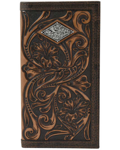 Justin Rodeo Classic Tooling Concho Leather Wallet, Brown, hi-res