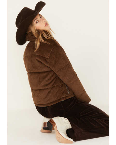 Image #4 - Cleo + Wolf Women's Quilted Corduroy Puffer Jacket, Brown, hi-res