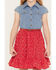Image #3 - Sugar California Girls' Lace Denim Dress, Red, hi-res