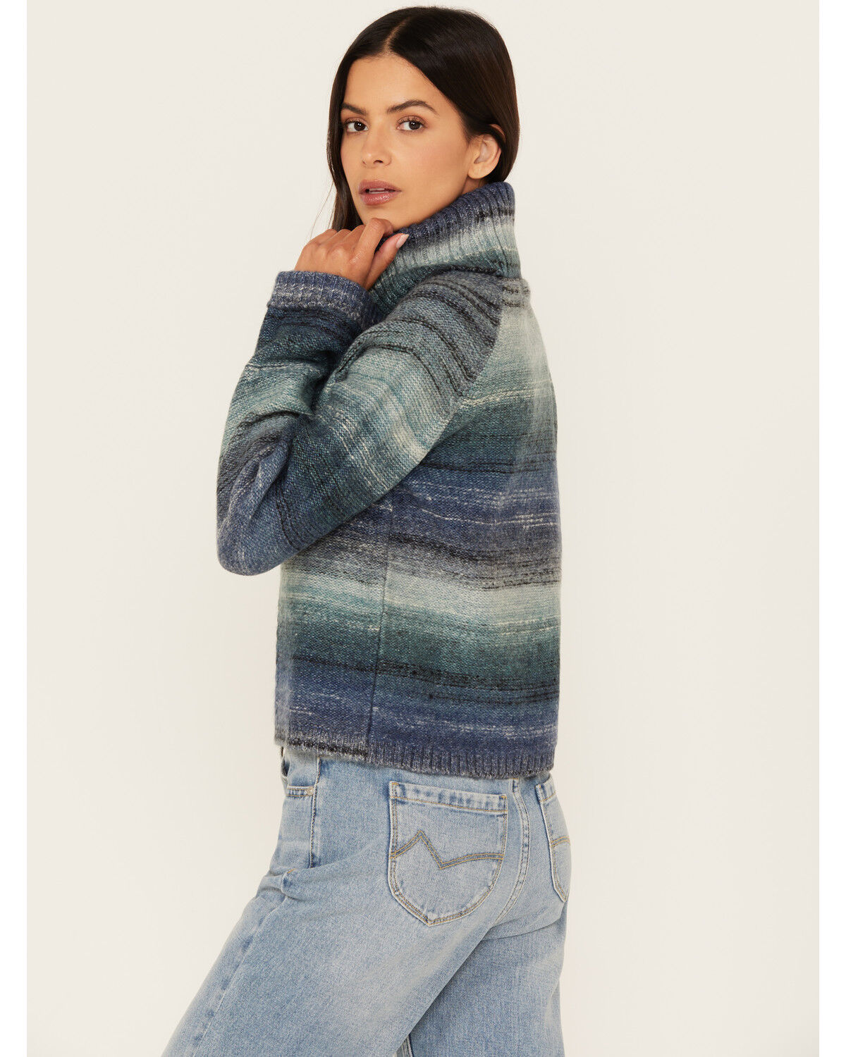 Image #4 - Cleo + Wolf Women's Turtleneck Sweater, Blue, hi-res