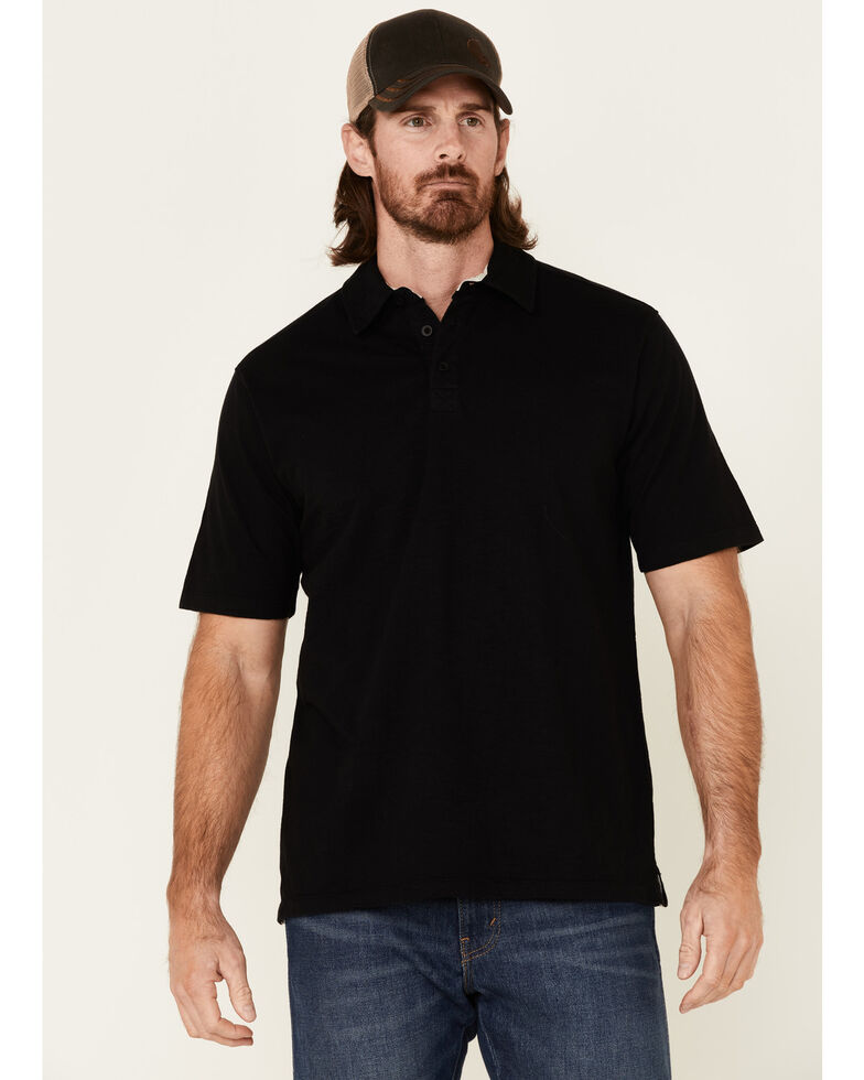 North River Men's Solid Slub Short Sleeve Polo Shirt , Black, hi-res