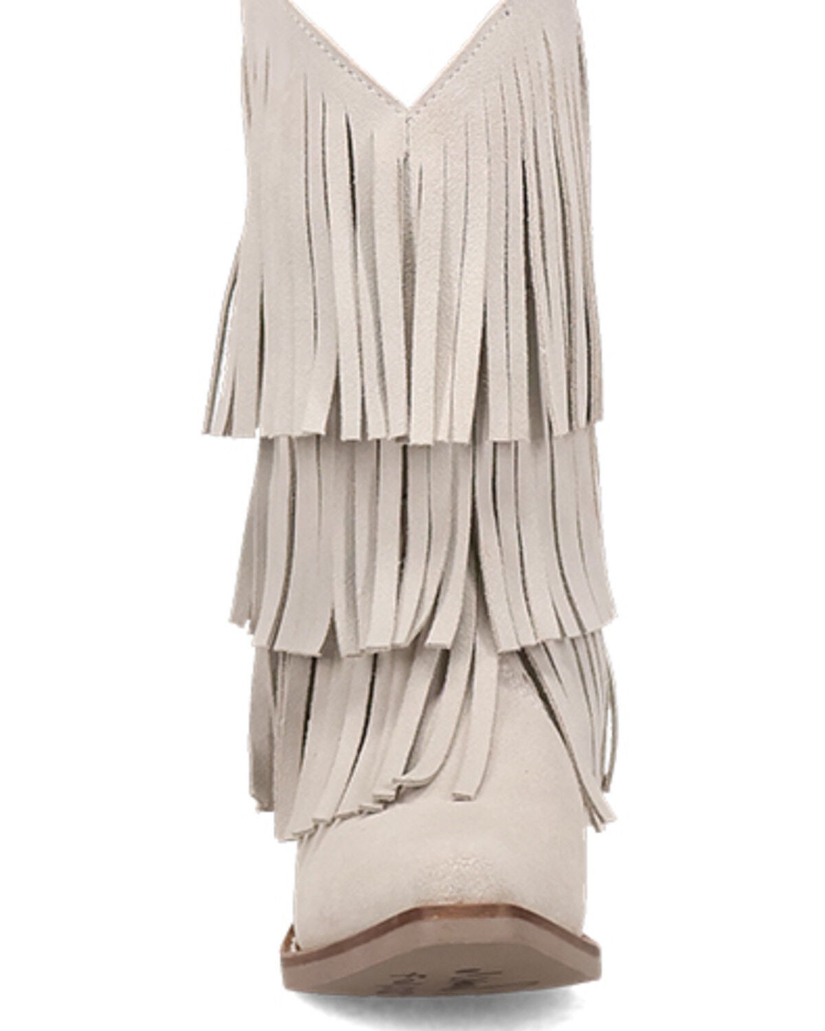 Image #4 - Dingo Girls' Wild Child Suede Fringe Western Boots - Snip Toe, White, hi-res