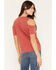 Image #4 - Shyanne Women's Steer Head Cold Shoulder Short Sleeve Graphic Tee, Chilli, hi-res