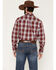 Image #4 - Cody James Men's Ruby Red Plaid Print Long Sleeve Button-Down Stretch Western Shirt, Burgundy, hi-res