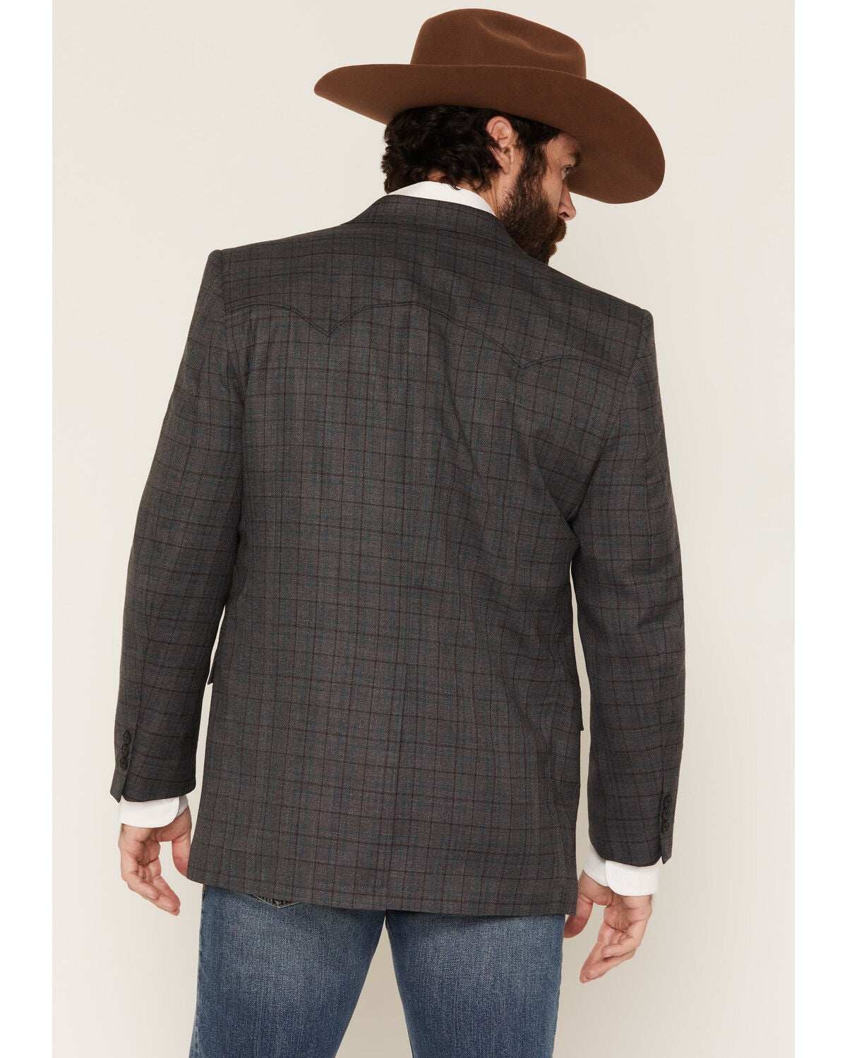 Image #4 - Circle S Men's Lubbock Plaid Print Button-Down Sportcoat, Charcoal, hi-res