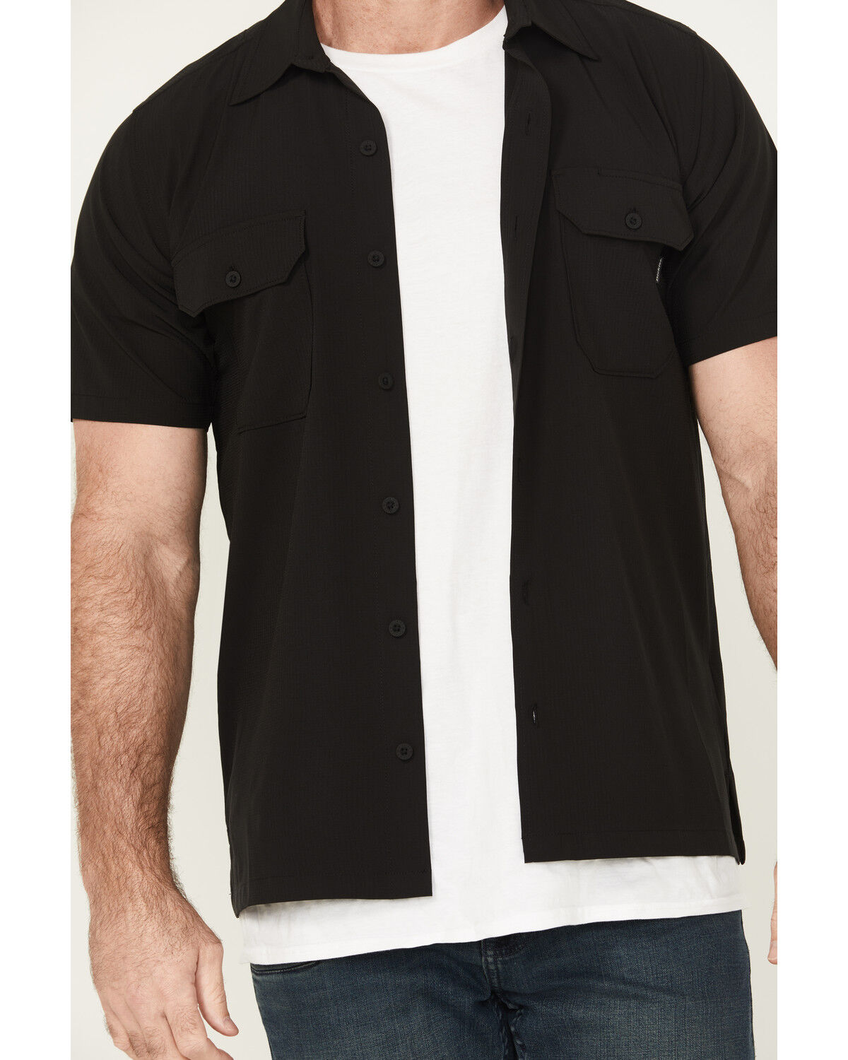 Image #3 - Dickies Men's Solid Pro Short Sleeve Button-Down Performance Work Shirt, Black, hi-res