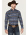 Image #1 - Cody James Men's Coyote Trail Southwestern Print Long Sleeve Snap Western Shirt, Light Blue, hi-res