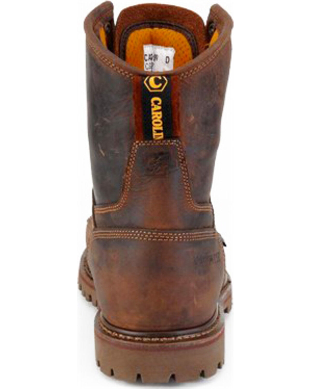 Image #7 - Carolina Men's 8" Waterproof Work Boots - Soft Round Toe, Brown, hi-res