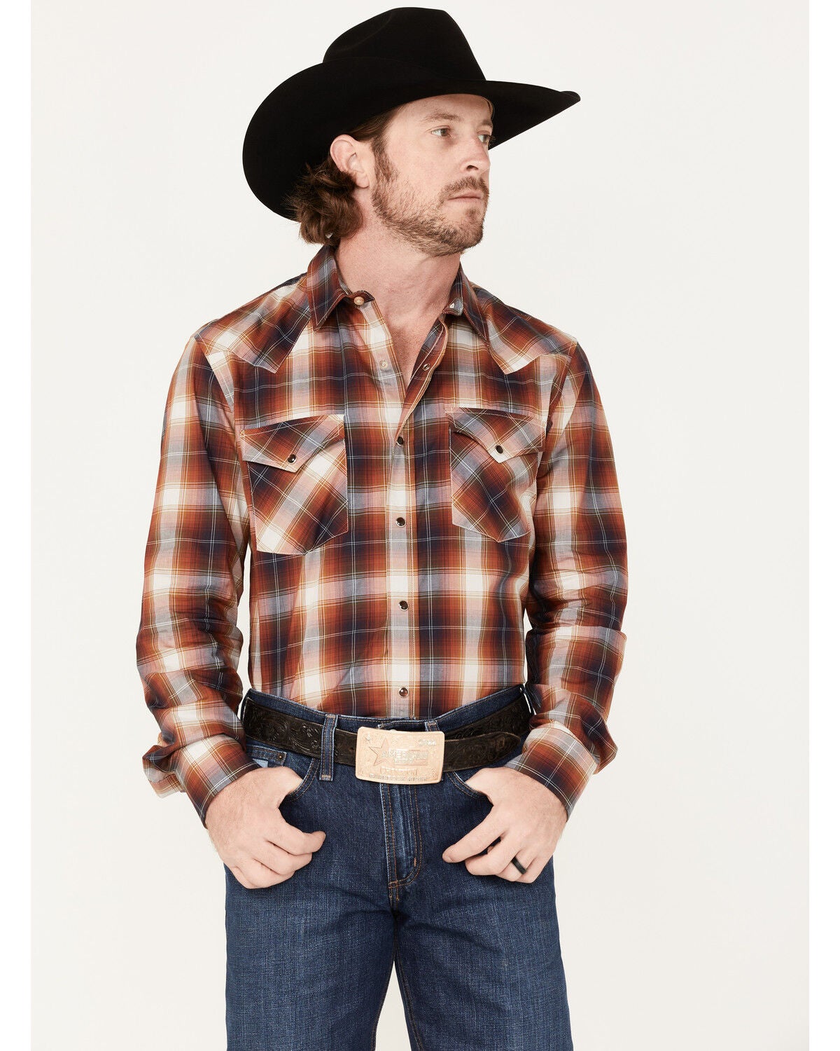 Pendleton Men's Bishop Large Plaid Long Sleeve Western Shirt, Rust Copper, hi-res