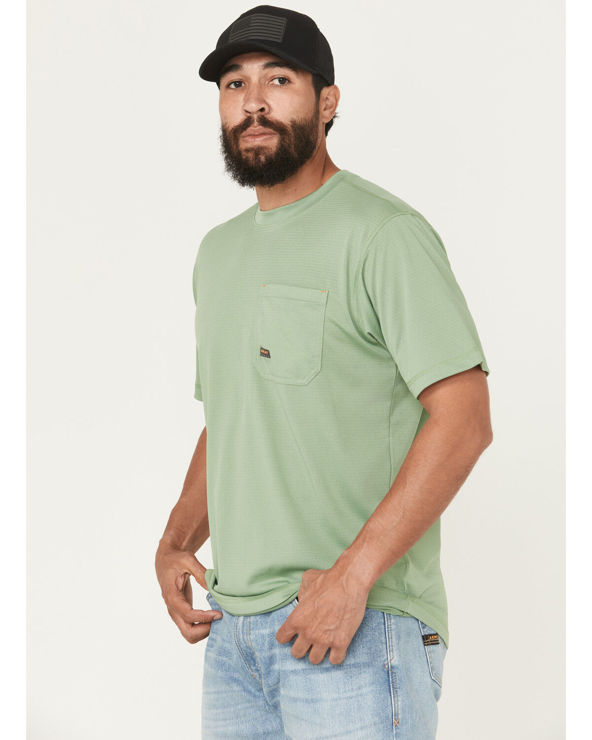 Image #2 - Ariat Men's Rebar Heat Fighter Short Sleeve Pocket Work Shirt, Green, hi-res