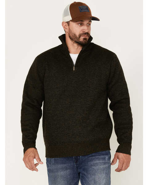 Pacific Teaze Men's 1/4 Zip Pullover Sherpa Lined Sweater, Heather Green, hi-res