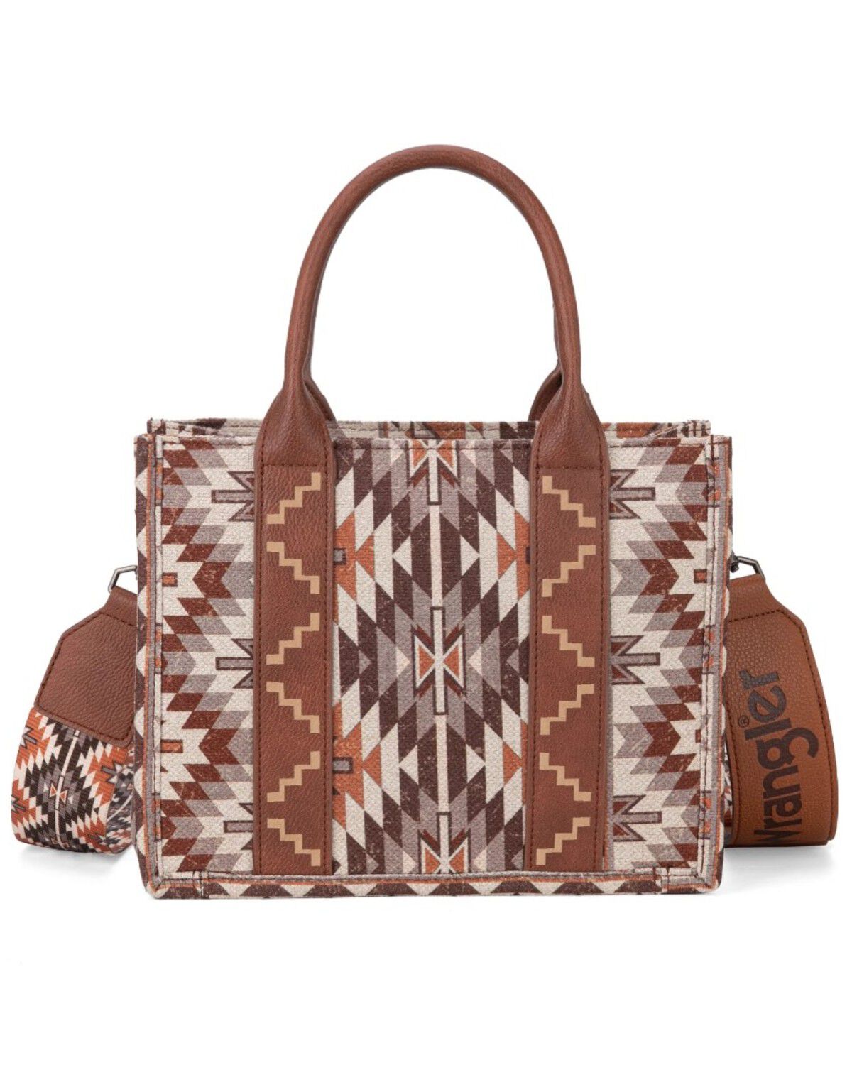 Image #2 - Wrangler Women's Southwestern Print Small Canvas Crossbody Bag, Brown, hi-res