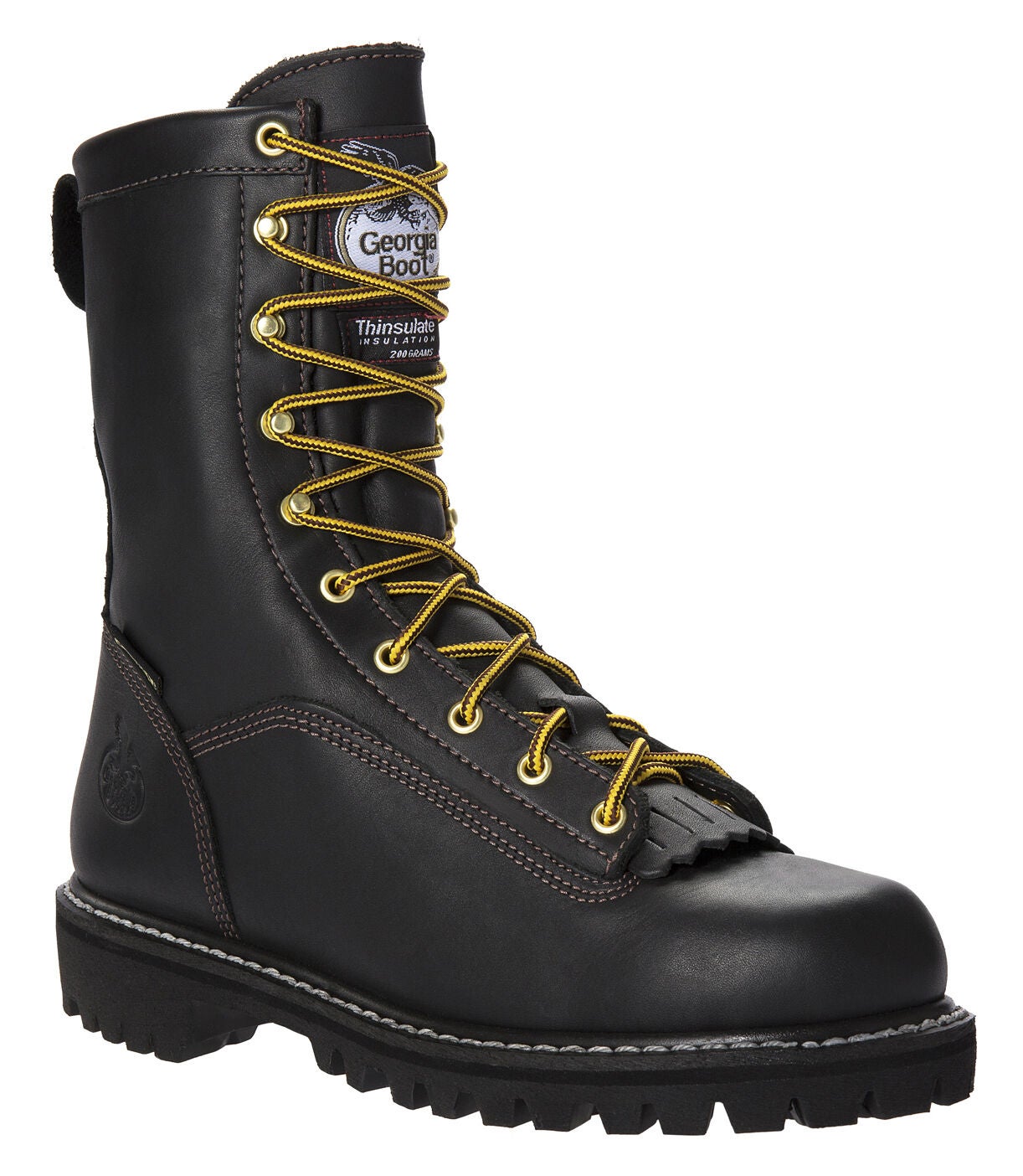 Georgia Boot Men's Insulated Low Heel Logger Work Boots - Soft Toe, Black, hi-res