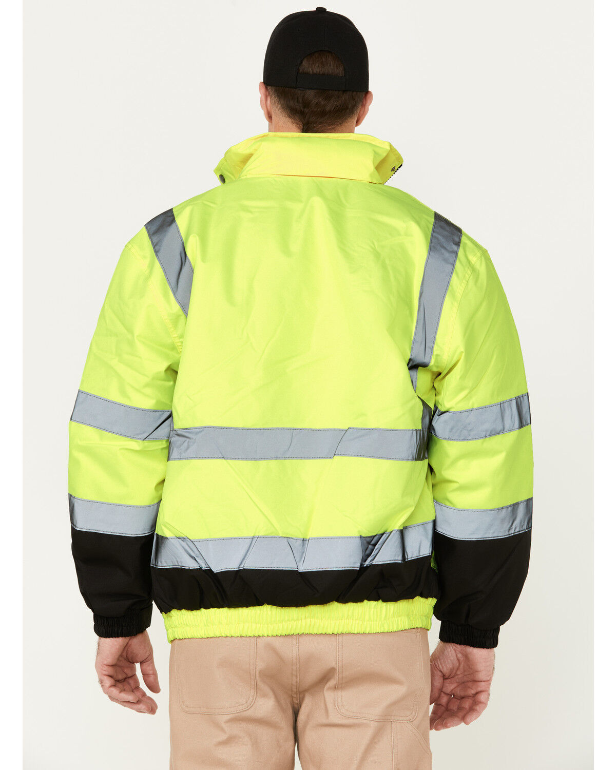 Image #4 - Hawx Men's High-Visibility Bomber Work Jacket, Yellow, hi-res
