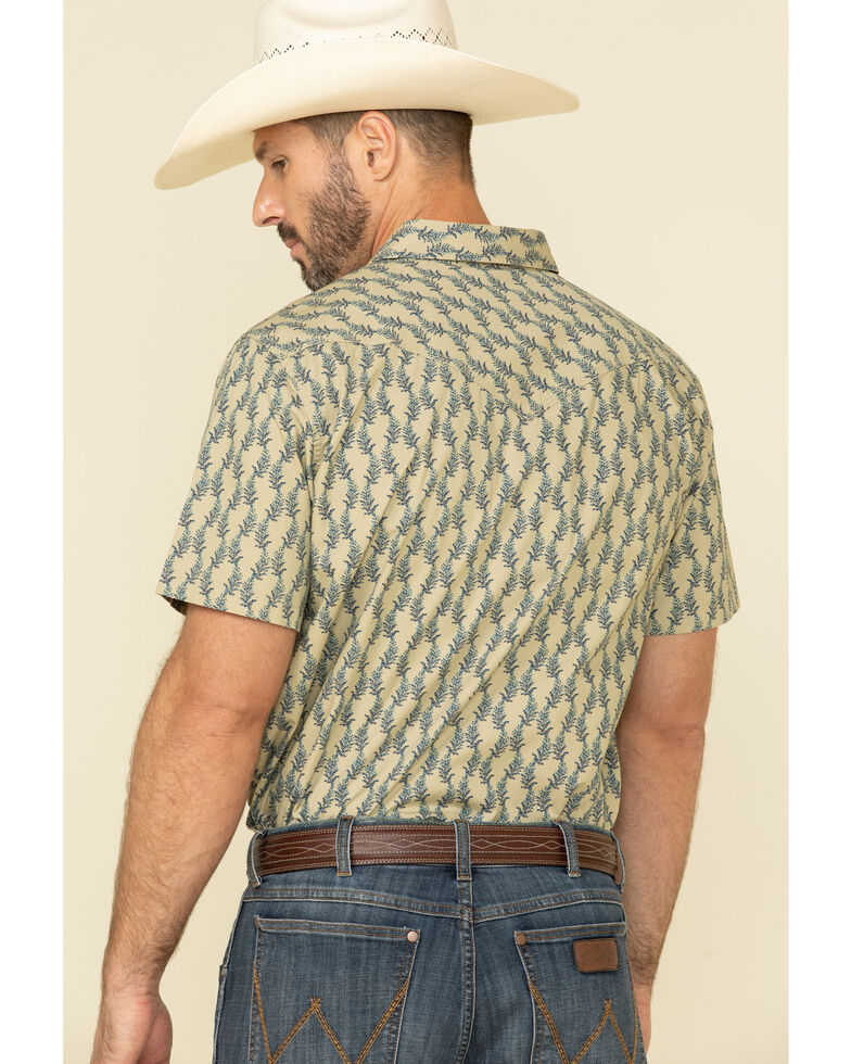 Moonshine Spirit Men's Montage Floral Geo Print Short Sleeve Western Shirt , Blue, hi-res