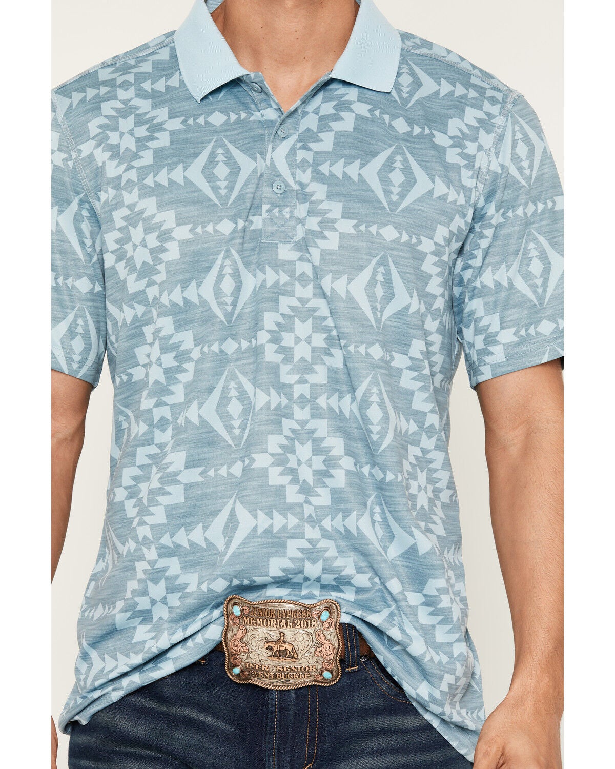 Image #3 - RANK 45&reg; Men's Southwestern Print Short Sleeve Button-Down Polo Shirt, Grey, hi-res
