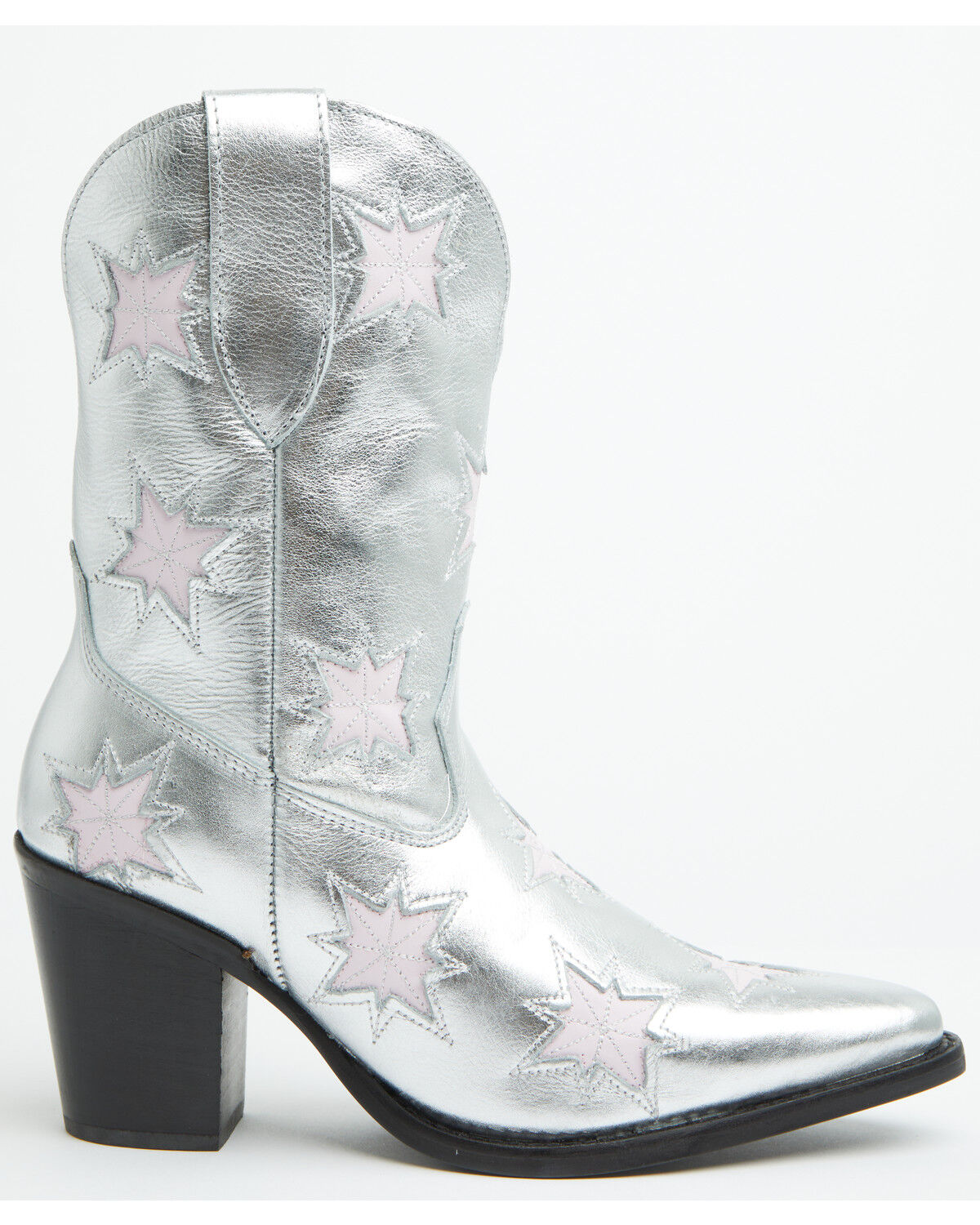 Image #2 - Dingo Women's Starburst Western Booties - Round Toe, Silver, hi-res