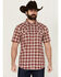 Image #1 - Moonshine Spirit Men's Legend Plaid Print Short Sleeve Snap Western Shirt, Burgundy, hi-res