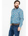 Wrangler 20X Men's Plaid Print Competition Advanced Comfort Long Sleeve Western Shirt , Brown/blue, hi-res