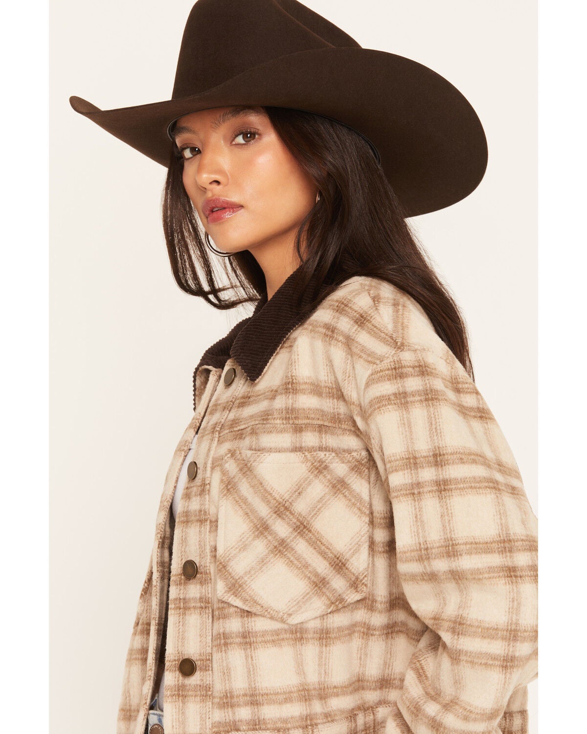 Image #2 - 26 International Women's Plaid Print Jacket, Tan, hi-res