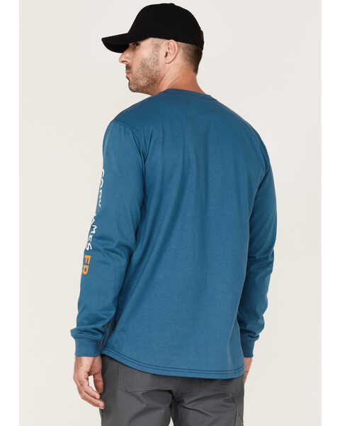 Image #4 - Cody James Men's FR Logo Long Sleeve Work T-Shirt , Blue, hi-res