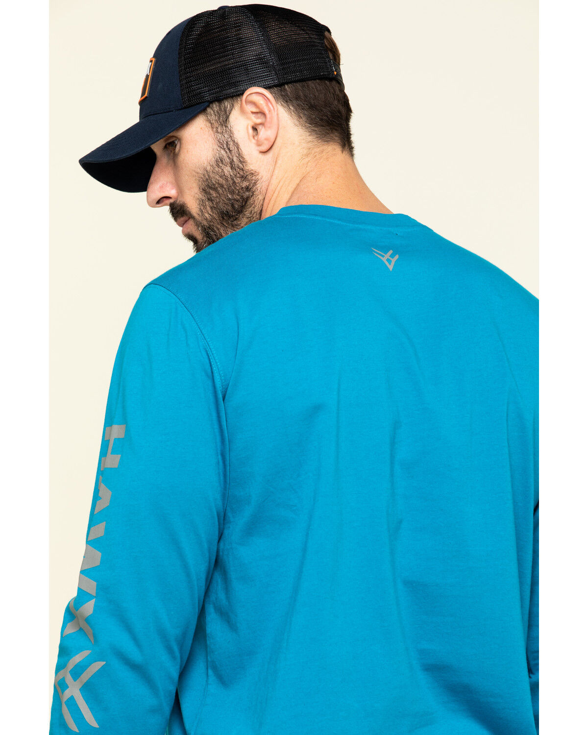 Image #5 - Hawx Men's Teal Sleeve Logo Long Sleeve Work T-Shirt, Teal, hi-res