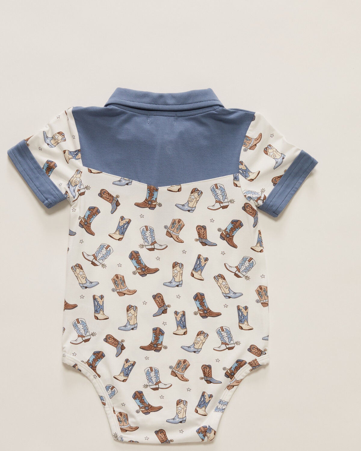 Image #3 - Angel Dear Infant Boys' Cowboy Boots Short Sleeve Onesie, White, hi-res