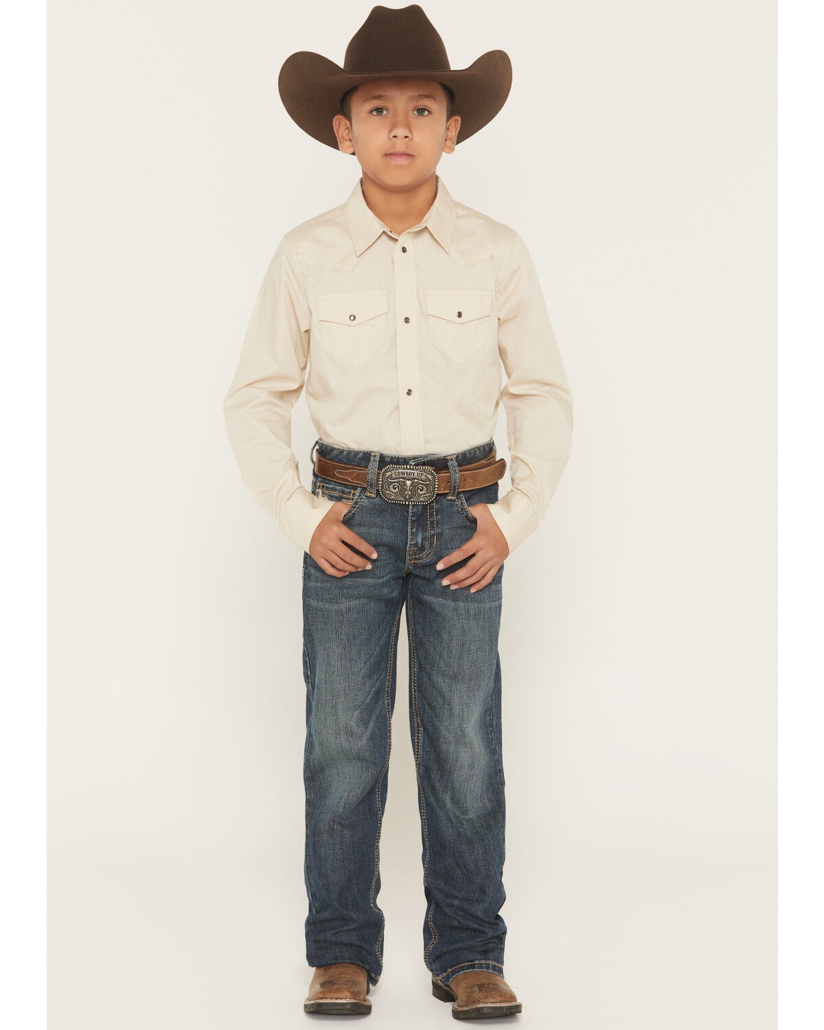 Rock & Roll Denim Boys' Medium Wash Bootcut Stretch Denim Jeans, Medium Wash, hi-res