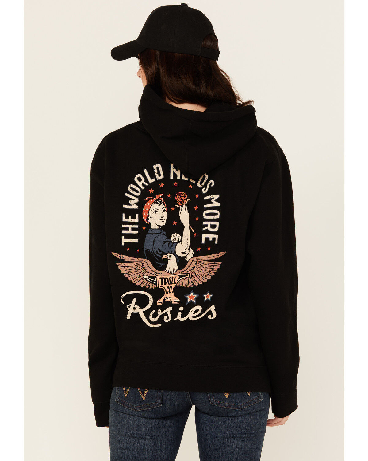 Image #4 - Troll Co Women's Rosie Graphic Hoodie, Black, hi-res