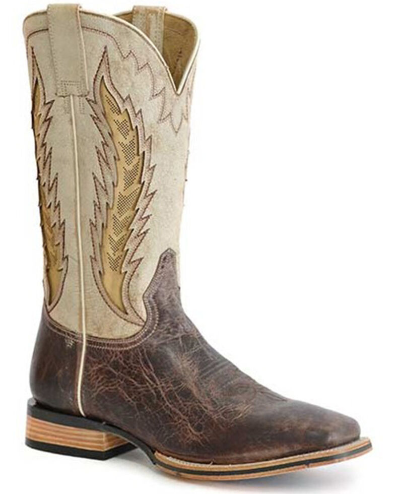 Stetson Men's Airflow Crackle Shaft Handcrafted Western Boots - Wide Square Toe , Tan, hi-res