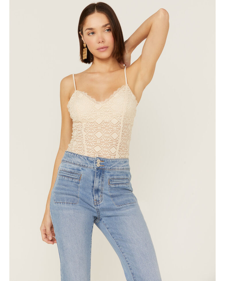 Free People Women's Follow Me Lace Cami, Ivory, hi-res