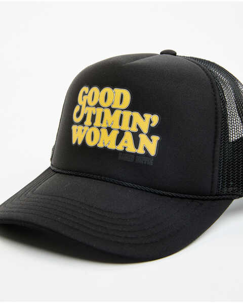 Image #2 - Rodeo Hippie Women's Good Timin' Woman Trucker Cap, Black, hi-res