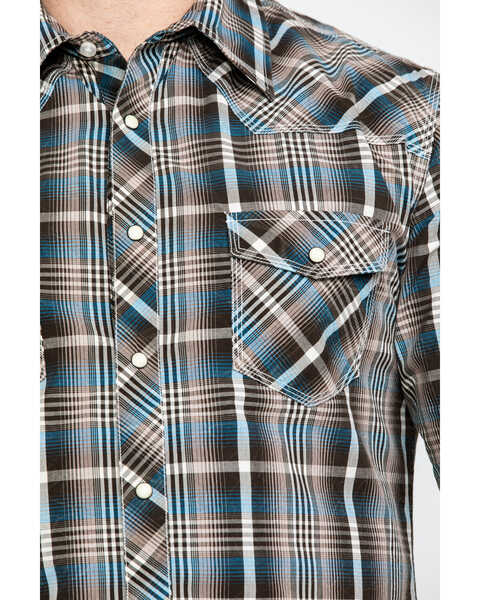 Rock & Roll Denim Men's Teal Washed Yarn Dye Plaid Short Sleeve Western Shirt  , Teal, hi-res