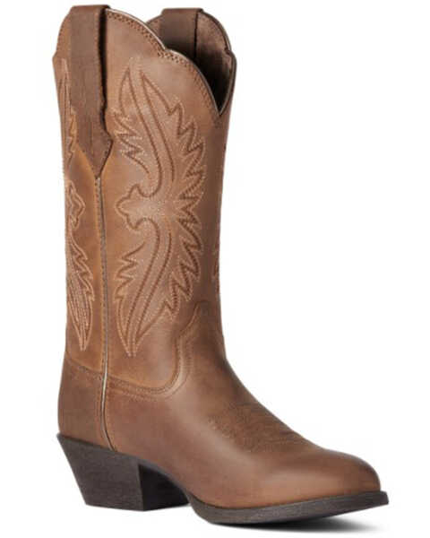 Image #1 - Ariat Women's Distressed Brown Heritage R Toe Stretch Fit Full-Grain Western Boot - Round Toe, Brown, hi-res