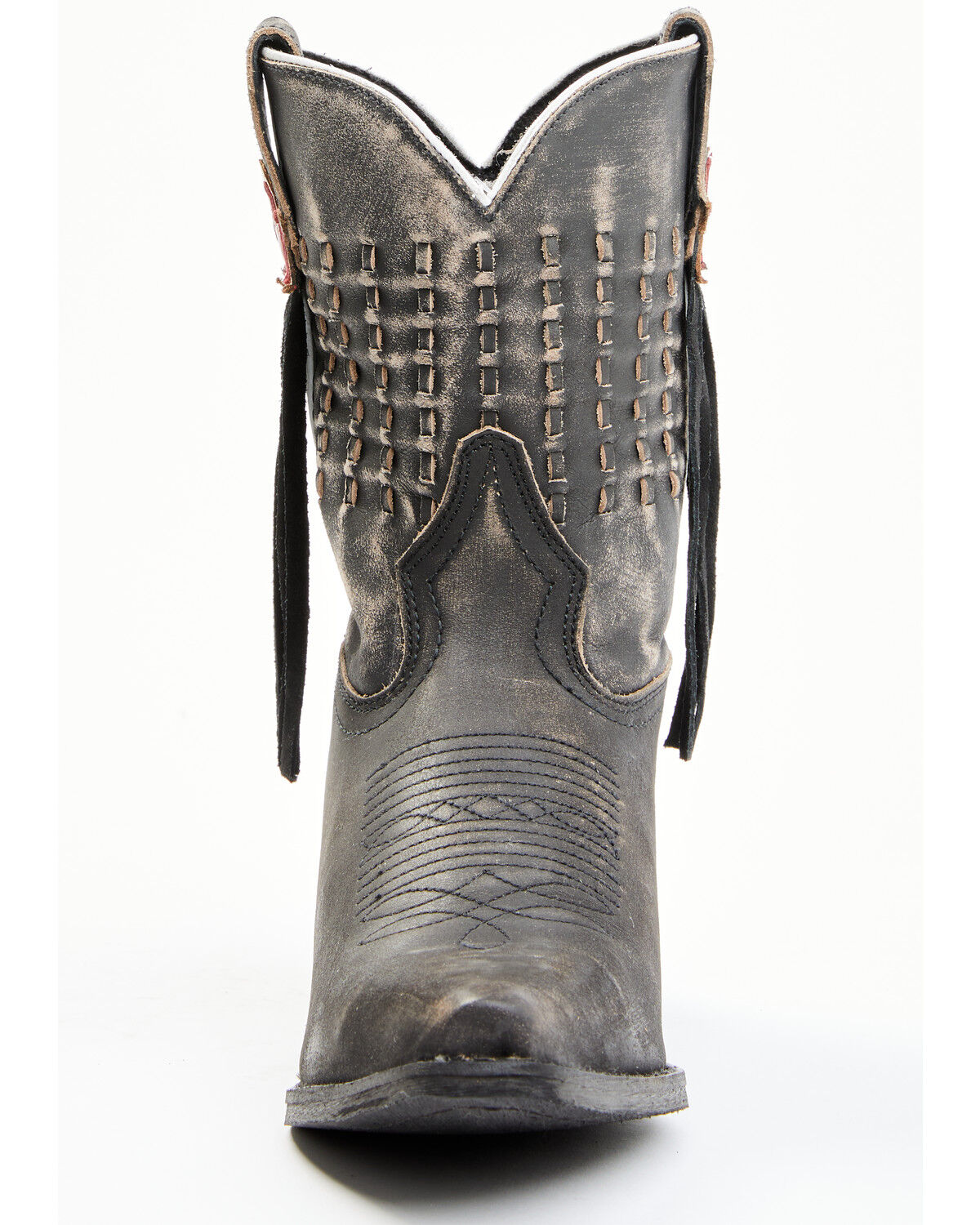 Image #4 - Laredo Women's Black Distressed Fringe Western Boots - Snip Toe, Black, hi-res