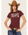 Image #1 - RANK 45® Women's American Original Short Sleeve Graphic Tee, Burgundy, hi-res