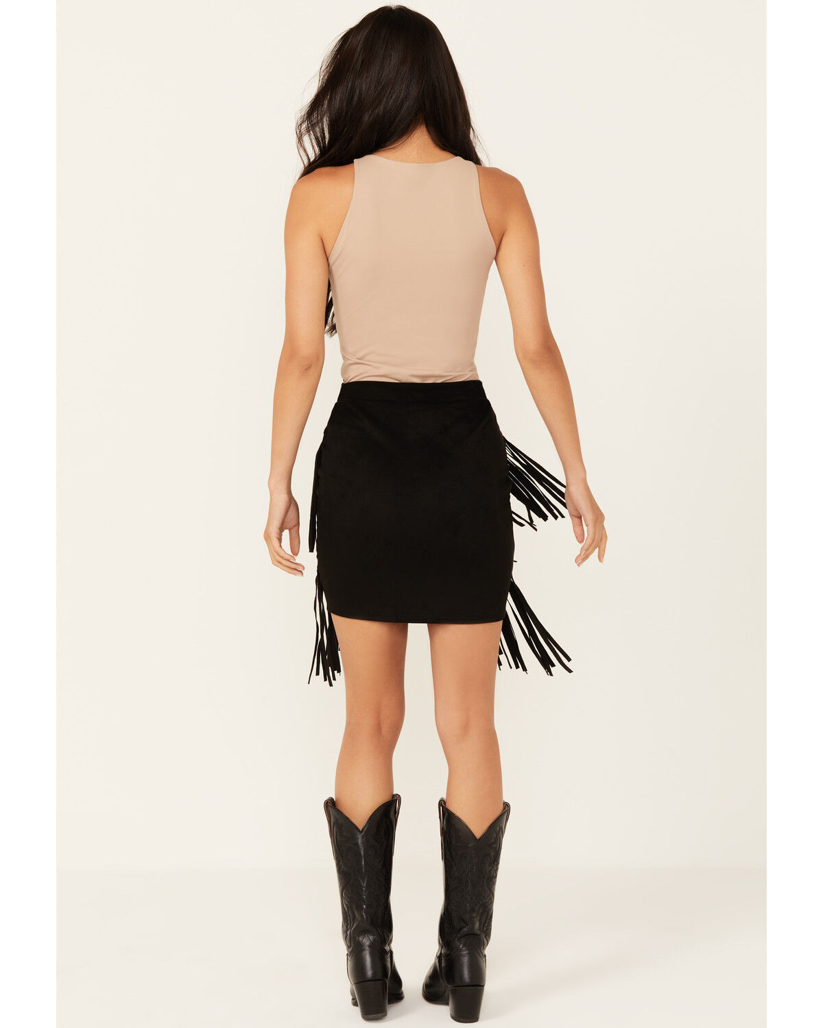 Image #3 - Vocal Women's Studded Fringe Skirt, Black, hi-res