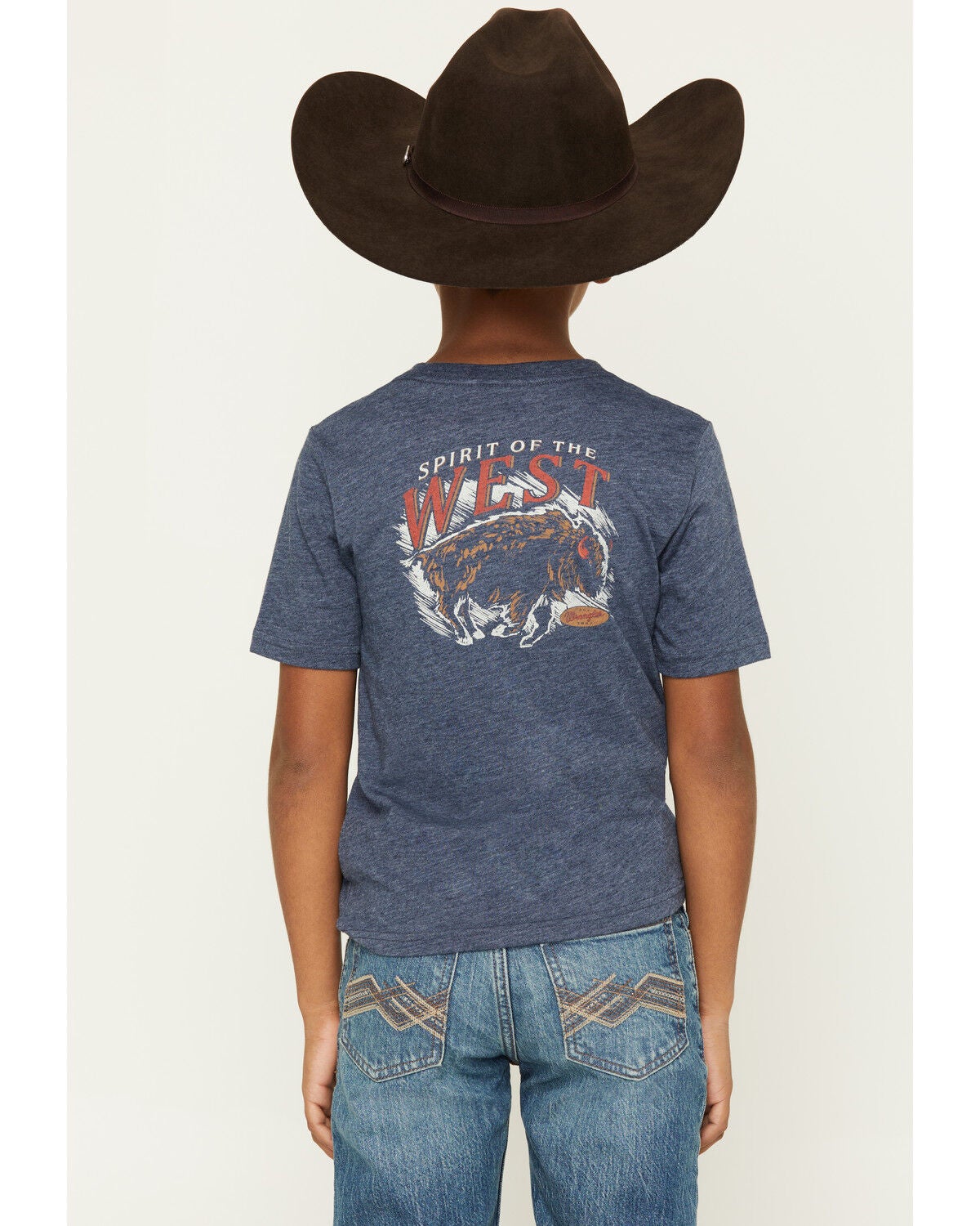 Wrangler Boys' Spirit Of The West Buffalo Short Sleeve Graphic T-Shirt, Blue, hi-res