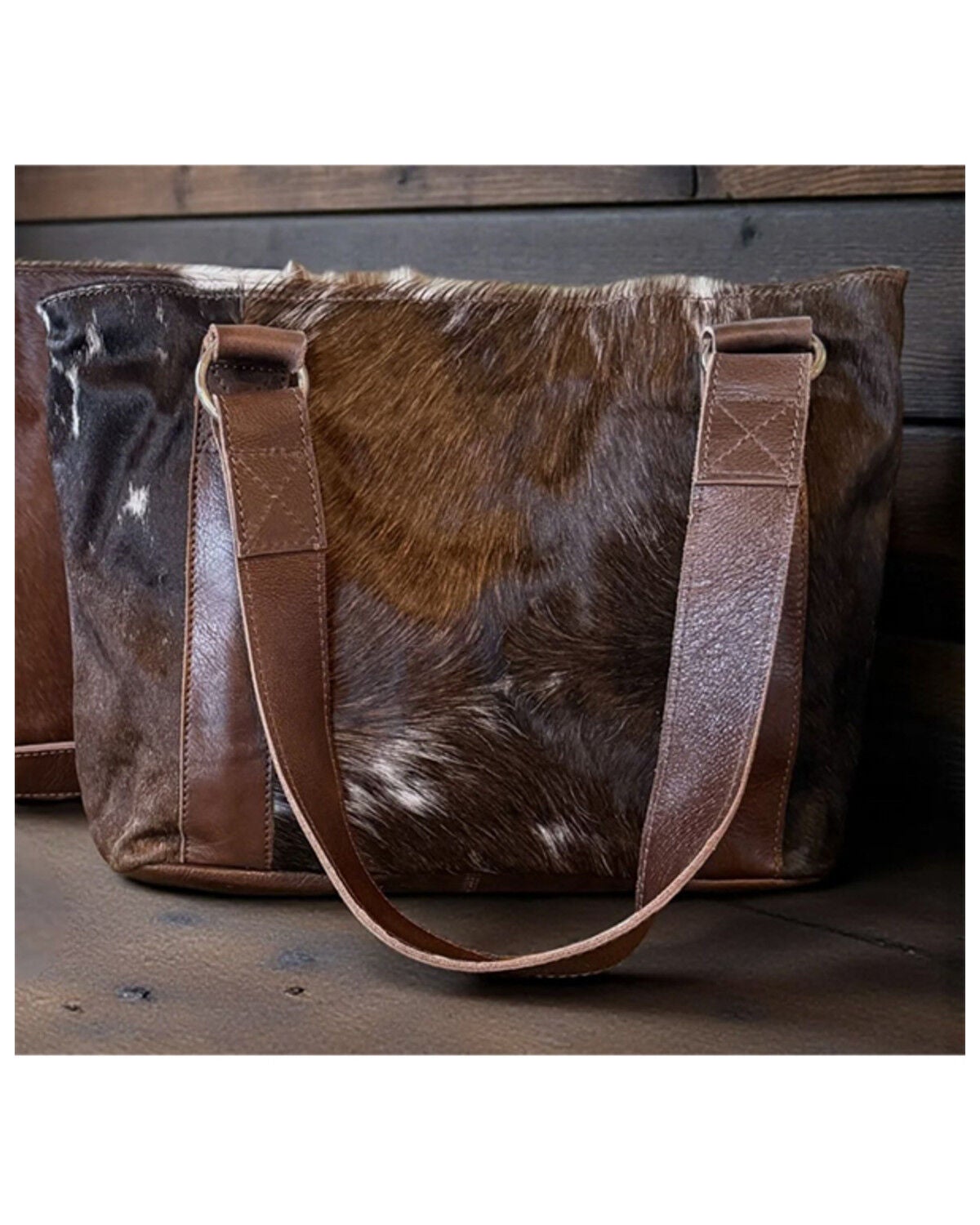 Ranch Junkie Women's Highlands Genuine Cowhide Tote Handbag, Chocolate, hi-res