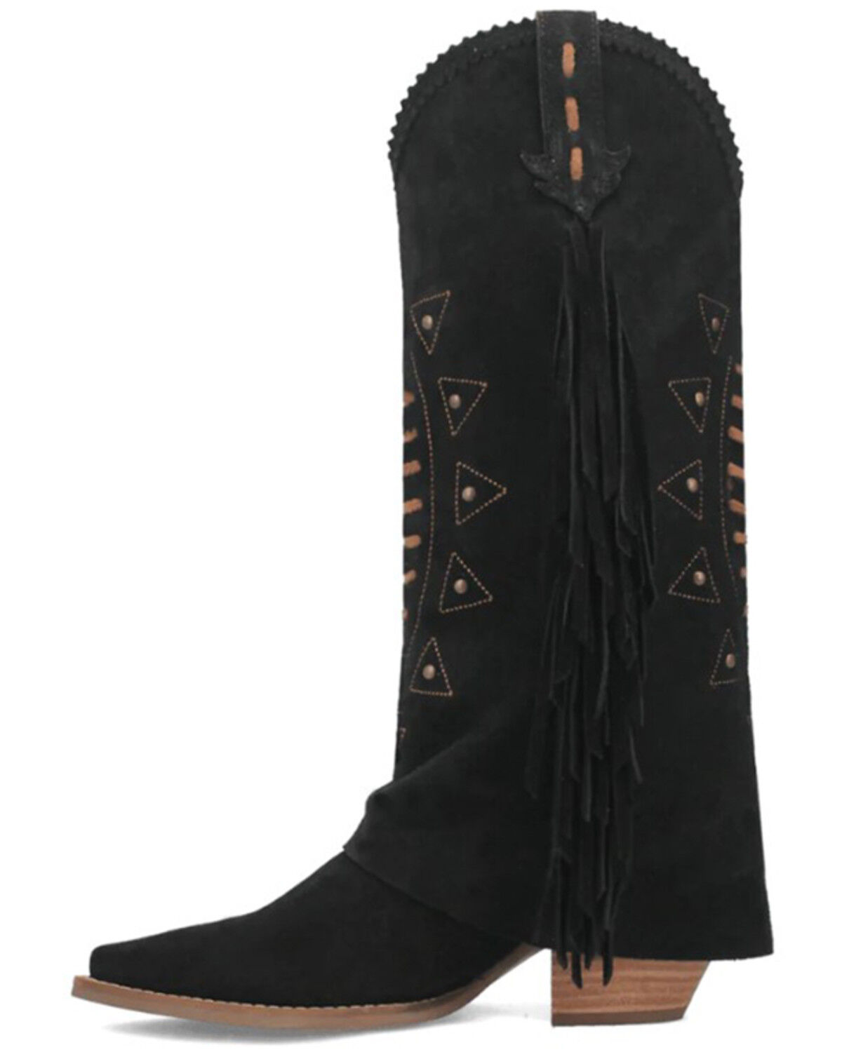 Image #3 - Dingo Women's Spirit Trail Fringe Tall Western Boots - Round Toe, Black, hi-res