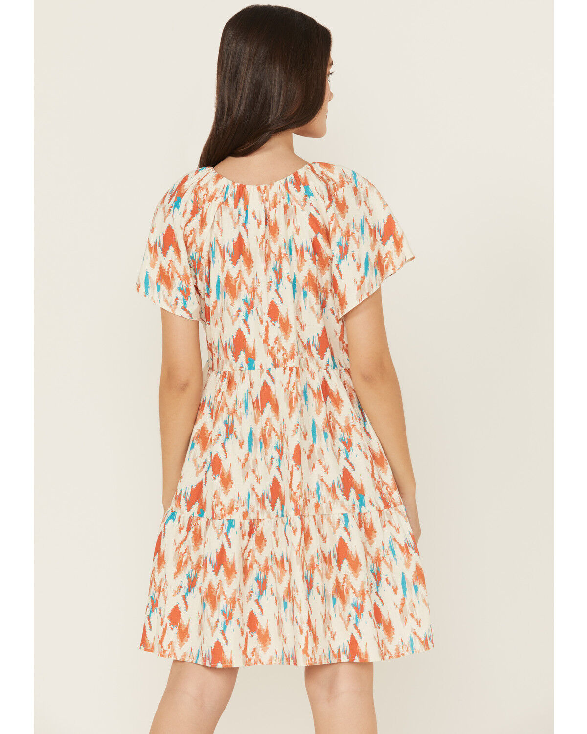 Image #4 - Ariat Women's Delilah Southwestern Print Short Sleeve Mini Dress, Rust Copper, hi-res